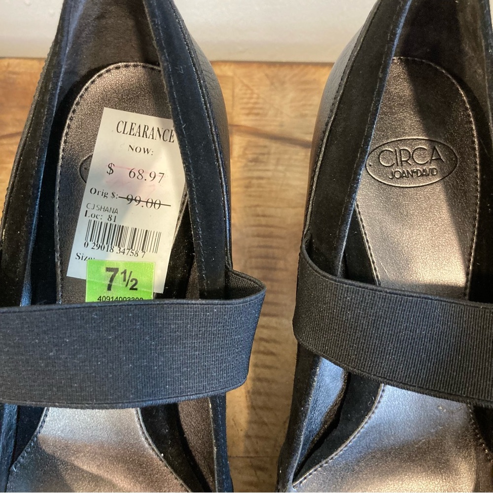 Women’s Black Leather Heels Circa Joan & David Size 7.5 CJ Shana - Picture 6 of 14